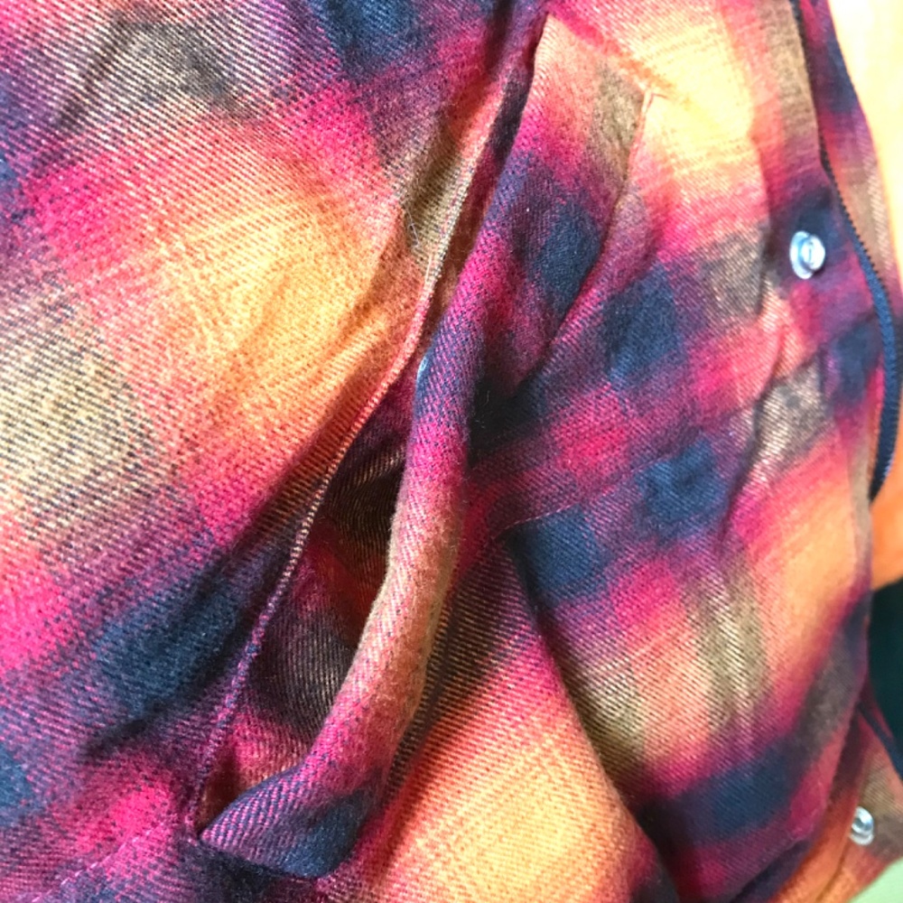 Zara Jacket Mens Plaid Puffer Flannel Orange Black, Red, Street Wear Y2K M - Picture 9 of 13
